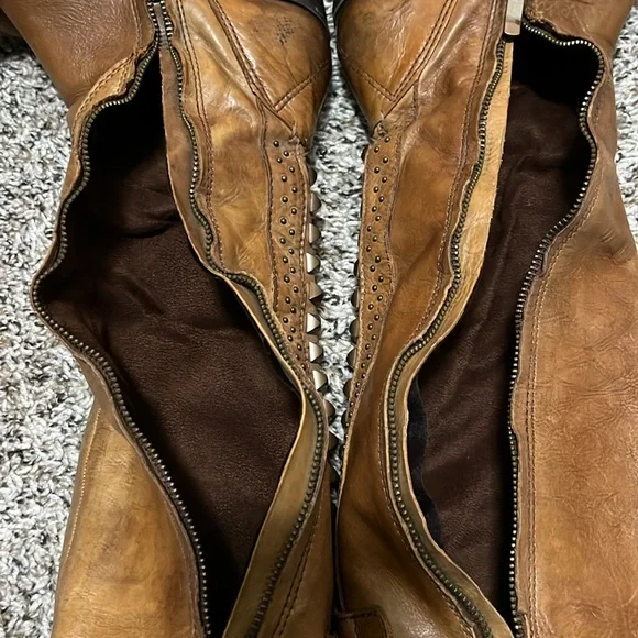 VINCE CAMUTO Knee High Distressed Leather Studded Boots - Picture 15 of 16